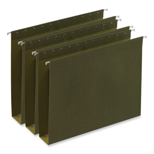 Picture of Box Bottom Hanging File Folders, 2" Capacity, Letter Size, 1/5-Cut Tabs, Standard Green, 25/Box