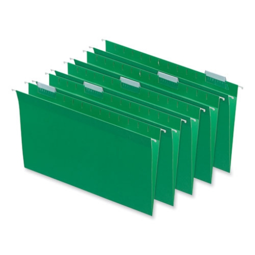 Picture of Deluxe Bright Color Hanging File Folders, Legal Size, 1/5-Cut Tabs, Bright Green, 25/Box