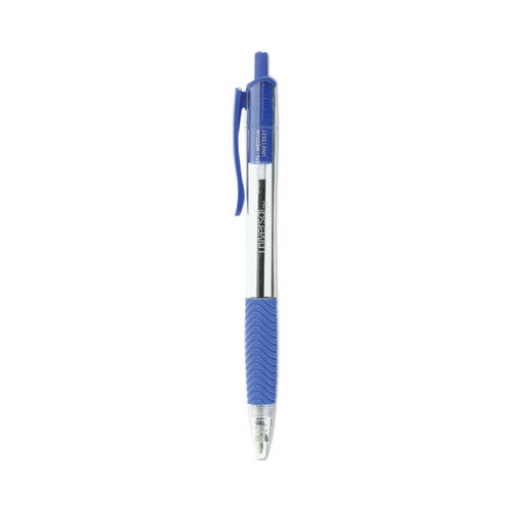 Picture of Comfort Grip Ballpoint Pen, Retractable, Medium 1 mm, Blue Ink, Clear/Blue Barrel, Dozen