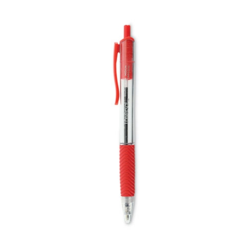 Picture of Comfort Grip Ballpoint Pen, Retractable, Medium 1 mm, Red Ink, Clear/Red Barrel, Dozen