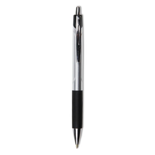 Picture of Comfort Grip Ballpoint Pen, Retractable, Medium 1 mm, Black Ink, Silver/Black Barrel, Dozen