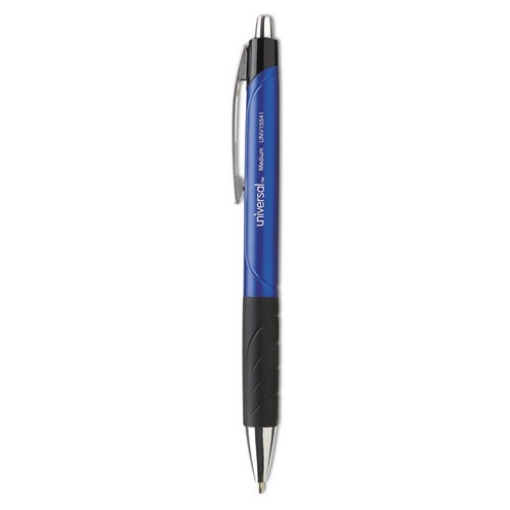 Picture of Comfort Grip Ballpoint Pen, Retractable, Medium 1 mm, Blue Ink, Blue/Black Barrel, Dozen