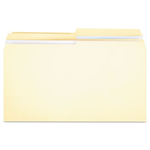 Picture of Double-Ply Top Tab Manila File Folders, 1/2-Cut Tabs: Assorted, Legal Size, 0.75" Expansion, Manila, 100/Box