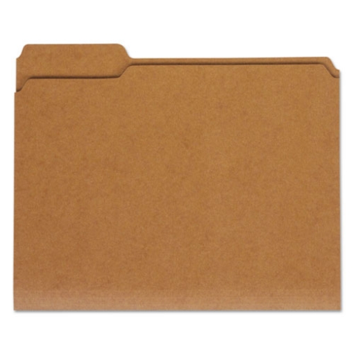 Picture of Reinforced Kraft Top Tab File Folders, 1/3-Cut Tabs: Assorted, Letter Size, 0.75" Expansion, Brown, 100/Box