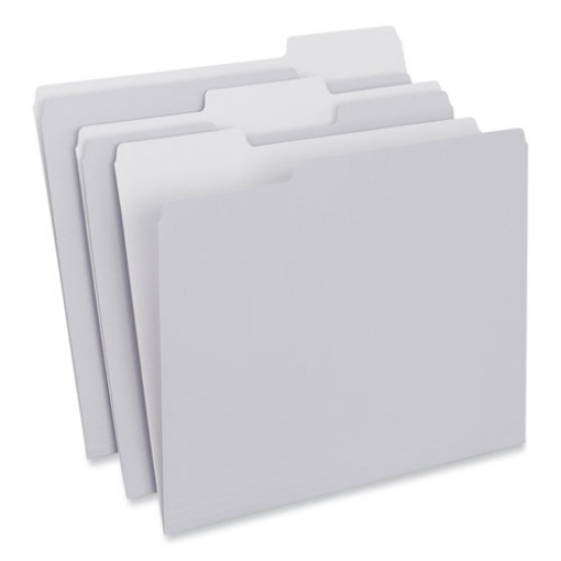 Picture of TOP TAB FILE FOLDERS, 1/3-CUT TABS: ASSORTED, LETTER SIZE, 0.75" EXPANSION, GRAY, 100/BOX