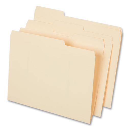 Picture of top tab file folders, 1/3-cut tabs: assorted, letter size, 0.75" expansion, manila, 50/box