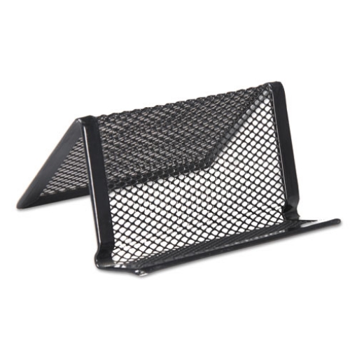 Picture of Mesh Metal Business Card Holder, Holds 50 2.25 X 4 Cards, 3.78 X 3.38 X 2.13, Black