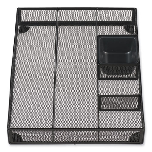 Picture of Metal Mesh Drawer Organizer, Six Compartments, 15 X 11.88 X 2.5, Black