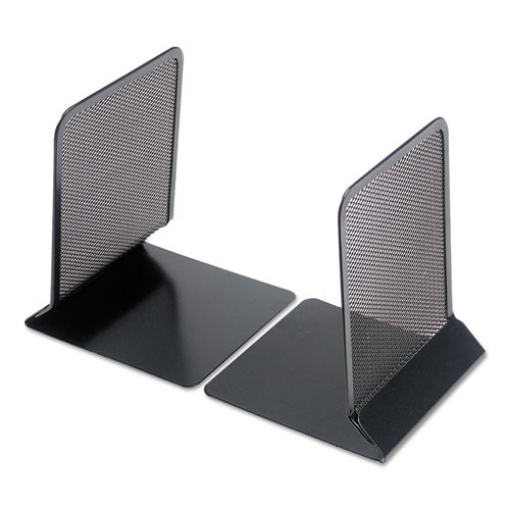 Picture of Metal Mesh Bookends, Nonskid, 5.38 x 5.38 x 6.75, Black, 1 Pair