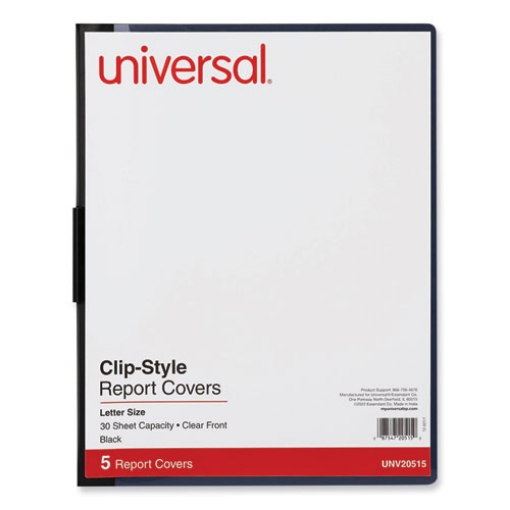 Picture of Clip-Style Report Cover, Clip Fastener, 8.5 X 11, Clear/black, 5/pack