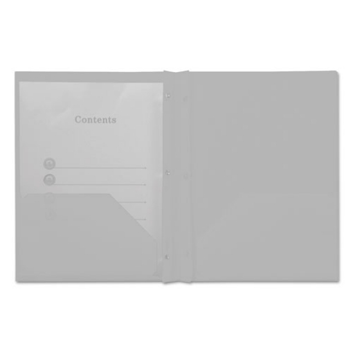 Picture of Plastic Twin-Pocket Report Covers With Three-Prong Fastener, 11 X 8.5, White/white, 10/pack