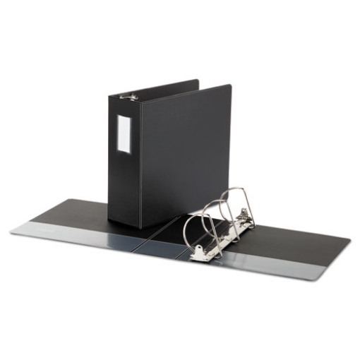 Picture of Deluxe Non-View D-Ring Binder With Label Holder, 3 Rings, 4" Capacity, 11 X 8.5, Black