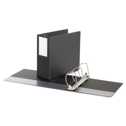 Picture of Deluxe Non-View D-Ring Binder With Label Holder, 3 Rings, 5" Capacity, 11 X 8.5, Black