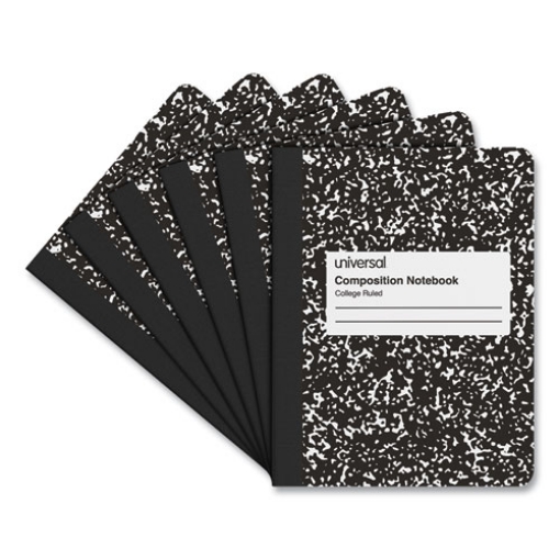 Picture of Composition Book, Medium/College Rule, Black Marble Cover, (100) 9.75 x 7.5 Sheets, 6/Pack