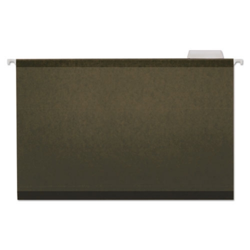 Picture of Deluxe Reinforced Recycled Hanging File Folders, Legal Size, 1/5-Cut Tabs, Standard Green, 25/Box