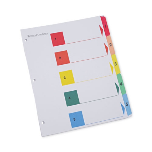 Picture of Deluxe Table Of Contents Dividers For Printers, 5-Tab, 1 To 5; Table Of Contents, 11 X 8.5, White, 6 Sets