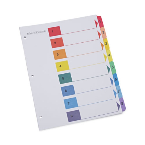 Picture of Deluxe Table Of Contents Dividers For Printers, 8-Tab, 1 To 8; Table Of Contents, 11 X 8.5, White, 6 Sets