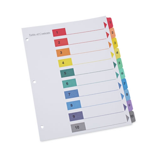 Picture of Deluxe Table Of Contents Dividers For Printers, 10-Tab, 1 To 10; Table Of Contents, 11 X 8.5, White, 6 Sets