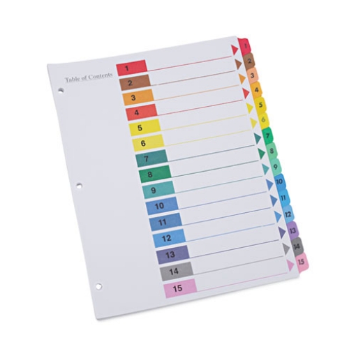 Picture of Deluxe Table Of Contents Dividers For Printers, 15-Tab, 1 To 15; Table Of Contents, 11 X 8.5, White, 6 Sets