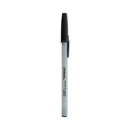 Picture of Ballpoint Pen, Stick, Medium 1 mm, Black Ink, Gray/Black Barrel, Dozen