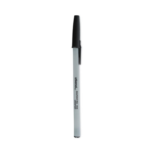 Picture of Ballpoint Pen, Stick, Fine 0.7 mm, Black Ink, Gray/Black Barrel, Dozen