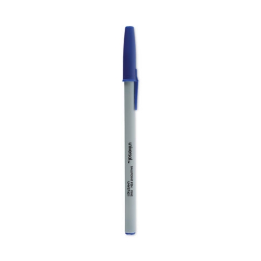 Picture of Ballpoint Pen, Stick, Fine 0.7 mm, Blue Ink, Gray/Blue Barrel, Dozen