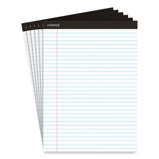 Picture of Premium Ruled Writing Pads With Heavy-Duty Back, Wide/legal Rule, Black Headband, 50 White 8.5 X 11 Sheets, 6/pack