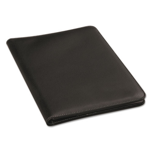 Picture of Leather-Look Pad Folio, Inside Flap Pocket W/card Holder, Black