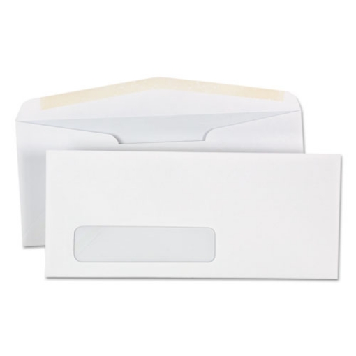 Picture of Open-Side Business Envelope, 1 Window, #10, Commercial Flap, Gummed Closure, 4.13 x 9.5, White, 500/Box