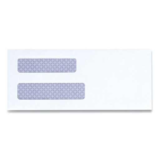 Picture of Double Window Business Envelope, #8 5/8, Square Flap, Self-Adhesive Closure, 3.63 x 8.63, White, 500/Box