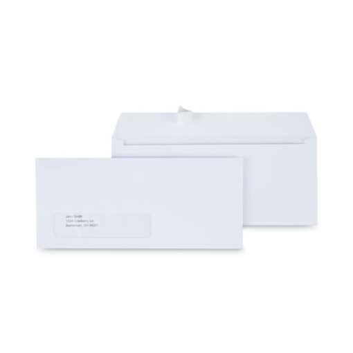 Picture of Peel Seal Strip Business Envelope, Address Window, #10, Square Flap, Self-Adhesive Closure, 4.13 x 9.5, White, 500/Box