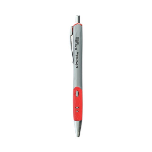 Picture of Comfort Grip Gel Pen, Retractable, Medium 0.7 mm, Red Ink, Gray/Red/Silver Barrel, Dozen