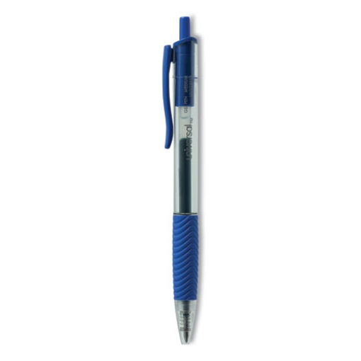 Picture of Comfort Grip Gel Pen, Retractable, Medium 0.7 mm, Blue Ink, Clear/Blue Barrel, Dozen