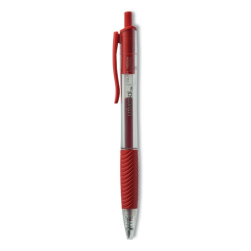 Picture of Comfort Grip Gel Pen, Retractable, Medium 0.7 mm, Red Ink, Clear/Red Barrel, Dozen