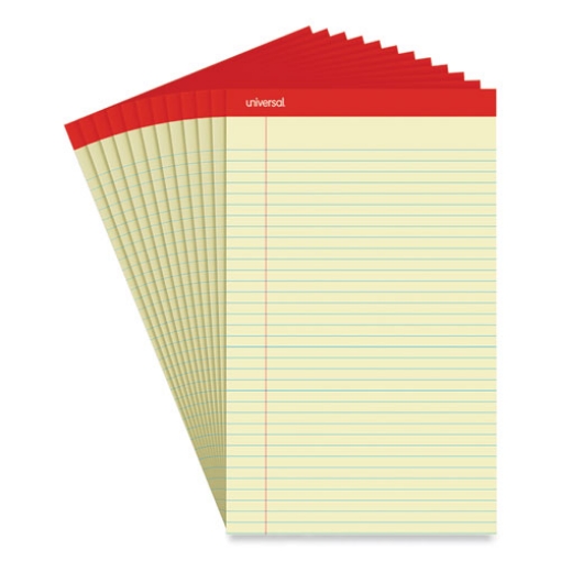 Picture of Perforated Ruled Writing Pads, Wide/legal Rule, Red Headband, 50 Canary-Yellow 8.5 X 14 Sheets, Dozen