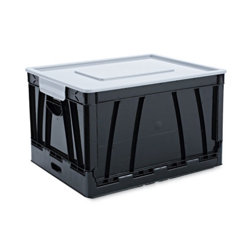 Picture of Collapsible Crate, Letter/legal Files, 17.25" X 14.25" X 10.5", Black/gray, 2/pack