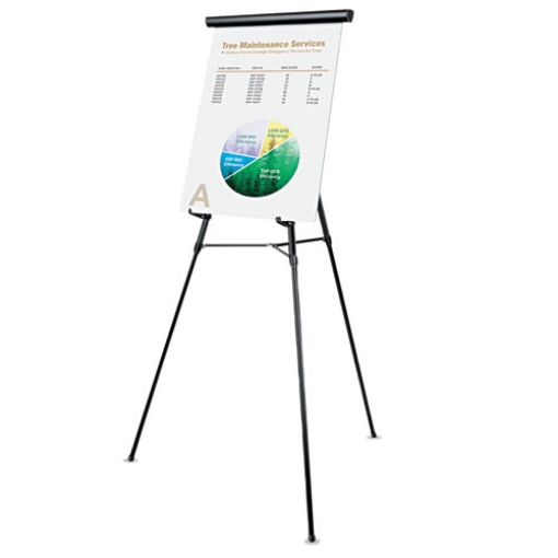 Picture of 3-Leg Telescoping Easel With Pad Retainer, Adjusts 34" To 64", Aluminum, Black