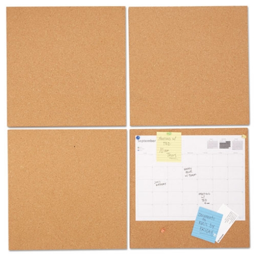 Picture of Cork Tile Panels, 12 x 12, Brown Surface, 4/Pack