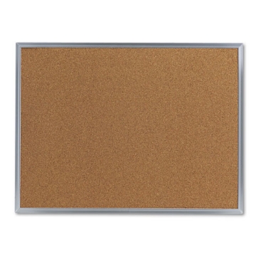 Picture of Cork Bulletin Board, 24 x 18, Tan Surface, Aluminum Frame