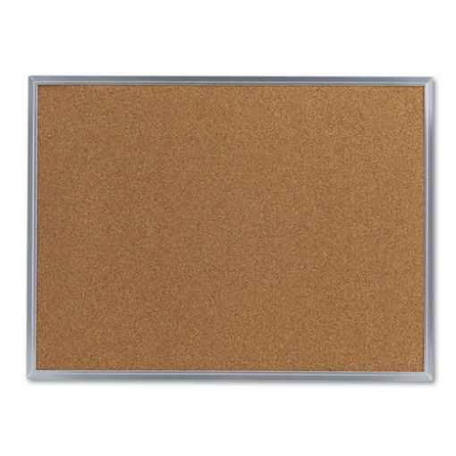 Picture of Cork Bulletin Board, 24 x 18, Tan Surface, Aluminum Frame