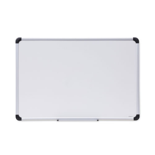 Picture of deluxe porcelain magnetic dry erase board, 36 x 24, white surface, silver/black aluminum frame