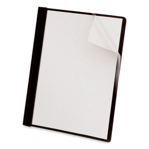 Picture of Clear Front Report Cover With Fasteners, Three-Prong Fastener, 0.5" Capacity, 8.5 X 11, Clear/black, 25/box