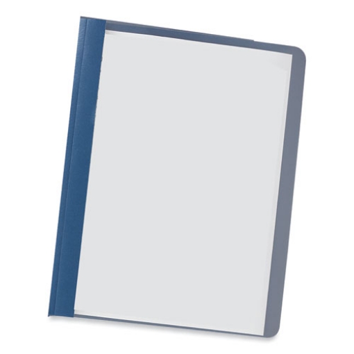 Picture of Clear Front Report Covers with Fasteners, Three-Prong Fastener, 0.5" Capacity,  8.5 x 11, Clear/Dark Blue, 25/Box