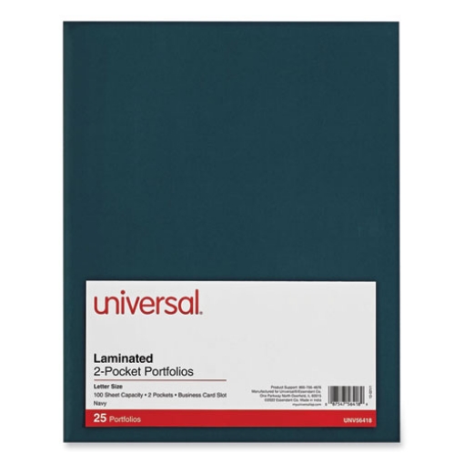 Picture of Laminated Two-Pocket Folder, Cardboard Paper, 100-Sheet Capacity, 11 X 8.5, Navy, 25/box