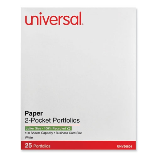 Picture of Two-Pocket Portfolio, Embossed Leather Grain Paper, 11 X 8.5, White, 25/box