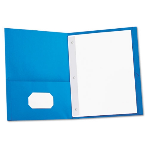 Picture of Two-Pocket Portfolios With Tang Fasteners, 0.5" Capacity, 11 X 8.5, Light Blue, 25/box