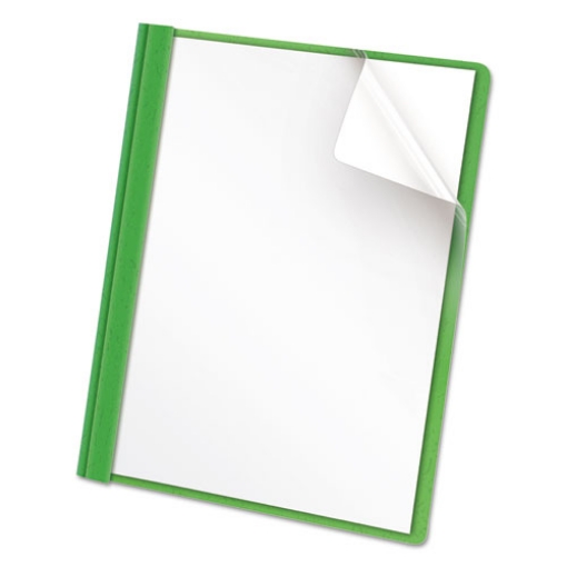 Picture of Clear Front Report Cover, Prong Fastener, 0.5" Capacity, 8.5 X 11, Clear/green, 25/box