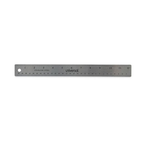 Picture of Stainless Steel Ruler With Cork Back And Hanging Hole, Standard/metric, 12" Long