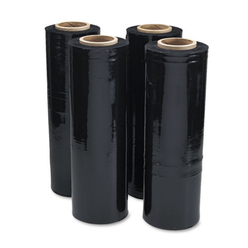 Picture of Black Stretch Film, 18" x 1,500 ft Roll, 20 mic (80-Gauge), 4/Carton