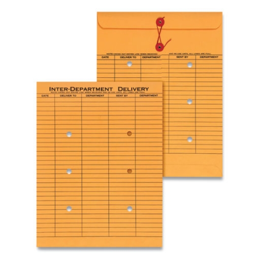 Picture of Light Brown Kraft String/Button Interoffice Envelope, #97, Two-Sided Five-Column Format, 10 x 13, Light Brown Kraft, 100/Box